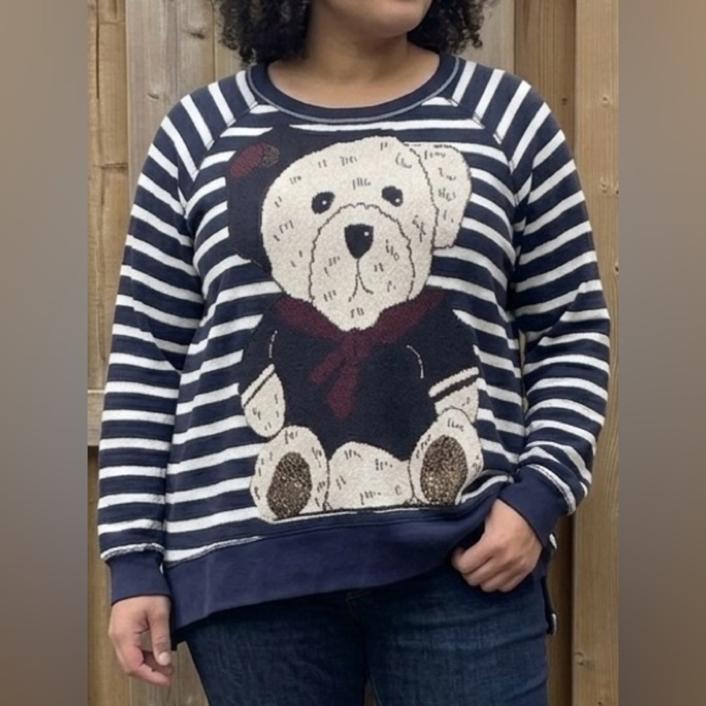 AERIE Upcycled Nautical Bear Tapestry Sweatshirt - Size XXL